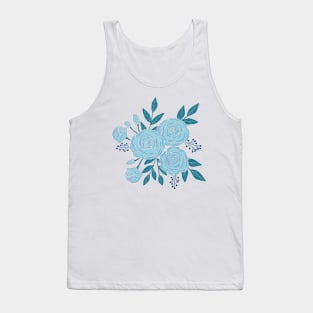 Delicate roses - Turquoise on white background Tank Top